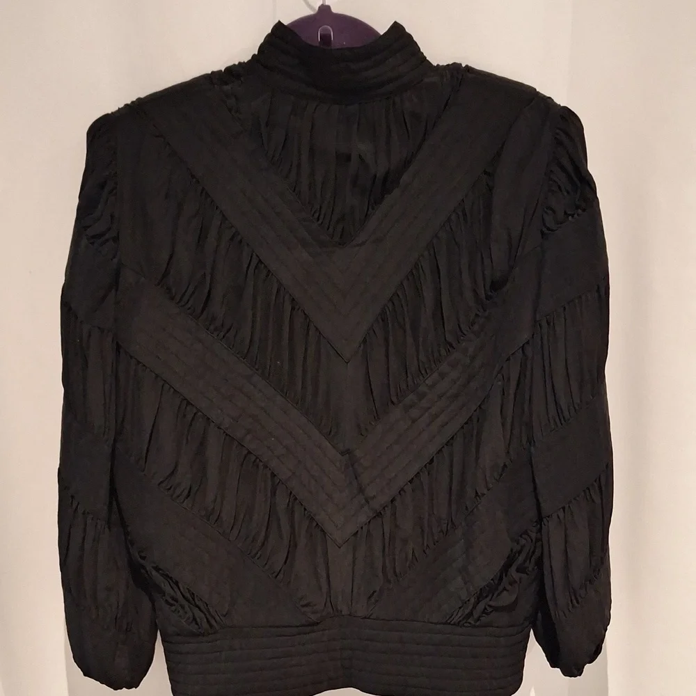 EJ Harper Black 100% Silk Patterned Patchwork Button Up Jacket Size S - Picture 5 of 9